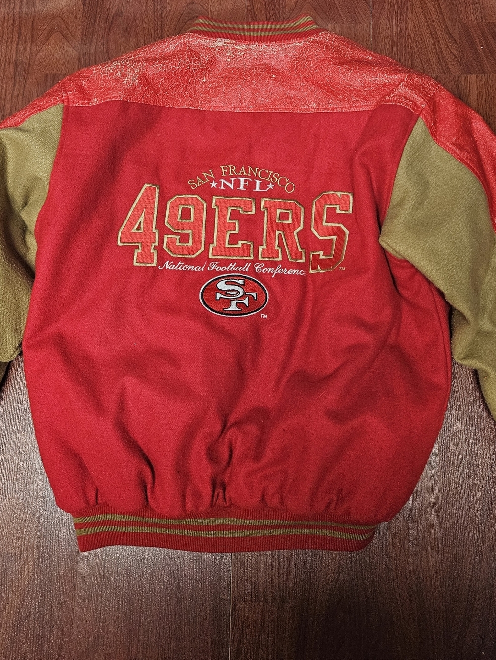 NFL San Francisco 49ers Red and Gold Logo 7 Varsity Jacket Size Large